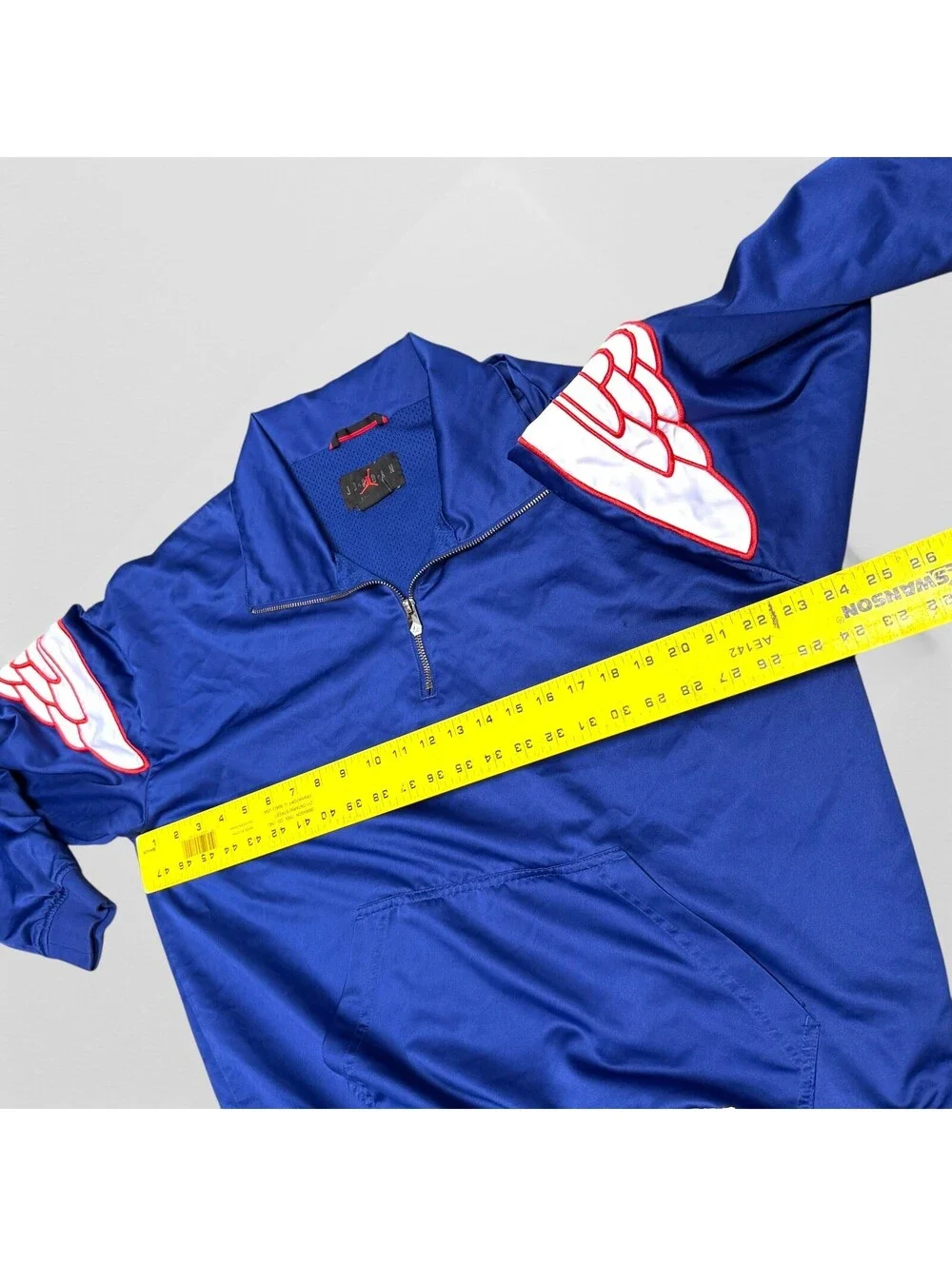 Air Jordan Satin Quarter Zip Long-Sleeve Pullover Wings Logo Mens M Medium
